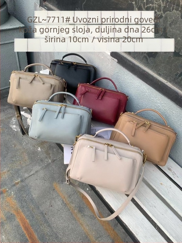 Ženska crossbody torba, velika kapaciteta, mekana koža prvog sloja teleće kože, svakodnevna torba