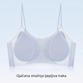Ultra-tanki grudnjak od ice-silk s V-izrezom, bezšivne košarice, fiksni naramenice i lijepa leđa