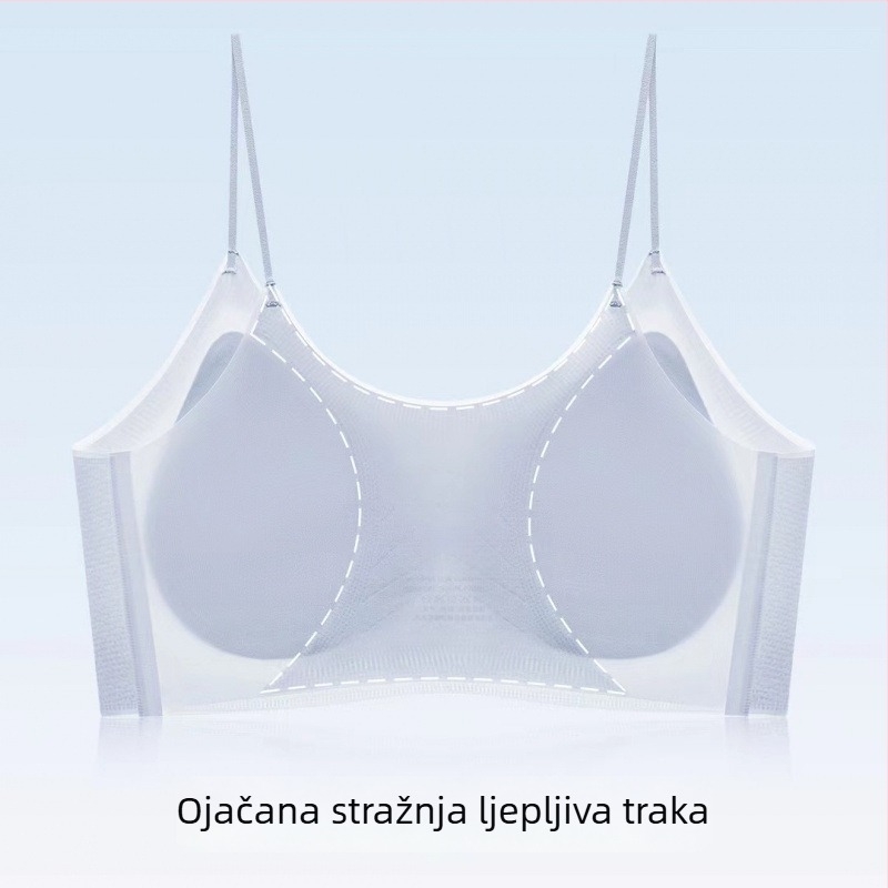 Ultra-tanki grudnjak od ice-silk s V-izrezom, bezšivne košarice, fiksni naramenice i lijepa leđa