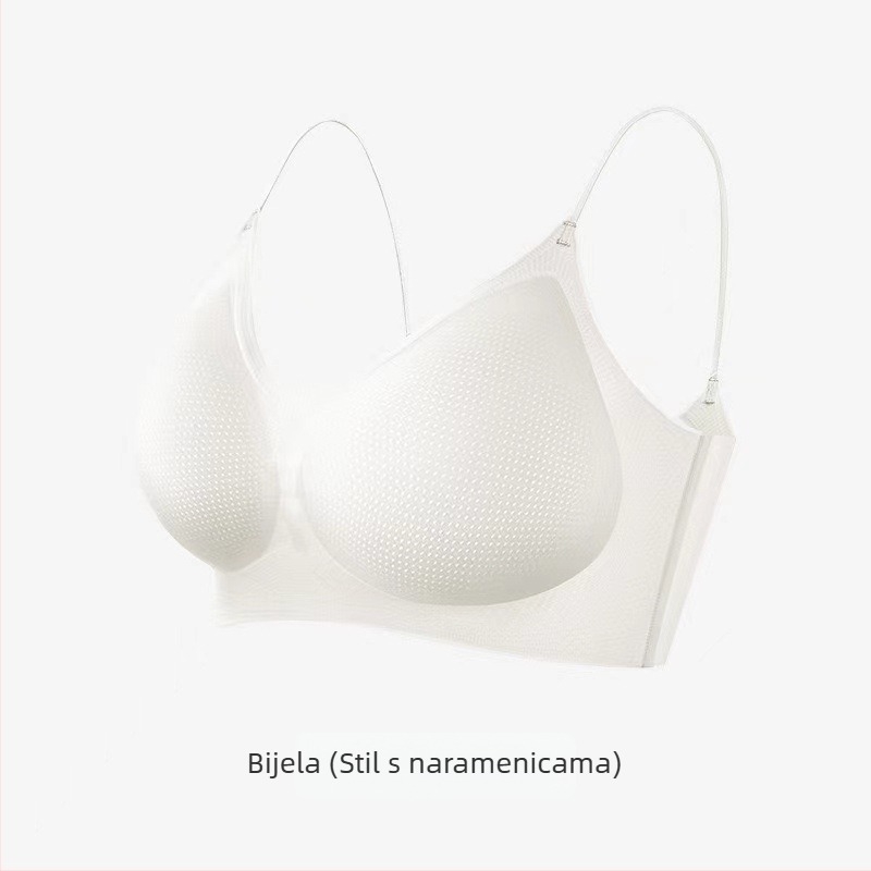 Ultra-tanki grudnjak od ice-silk s V-izrezom, bezšivne košarice, fiksni naramenice i lijepa leđa