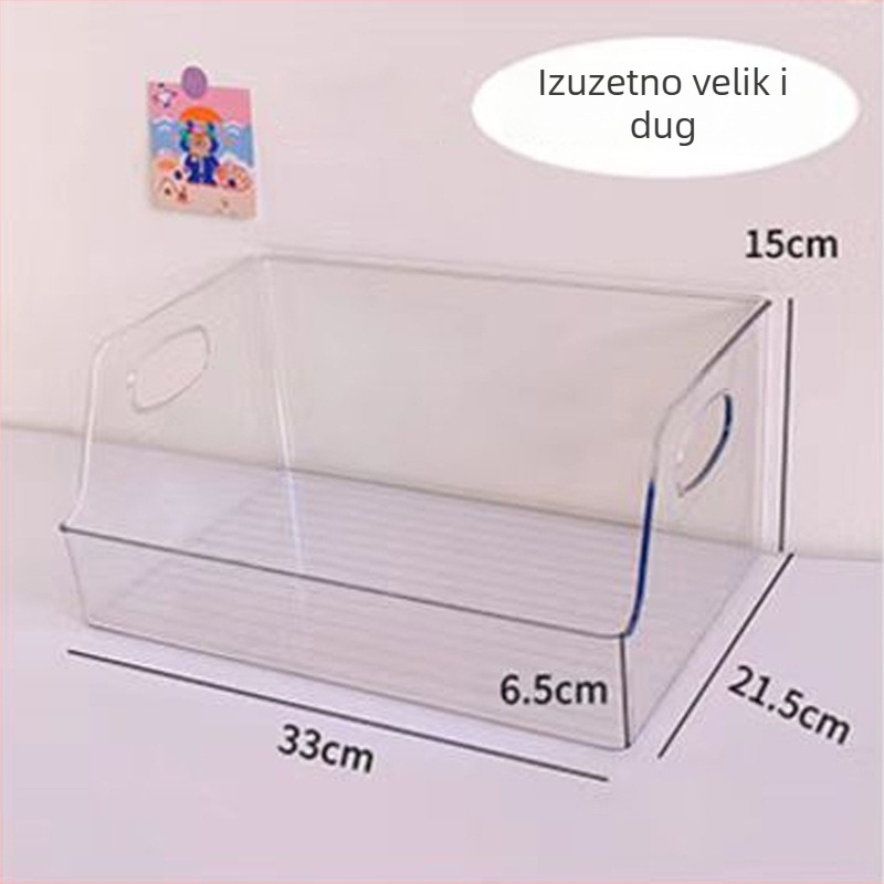 Prozirna plastična kutija za pohranu u kuhinji, velika veličina, bez poklopca, za organizaciju na stolu i u hladnjaku