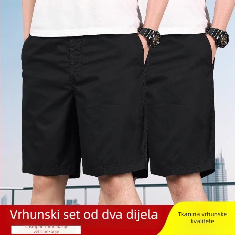 Muške ljetne capri šorceve, jednobojne, opuštenog kroja, s velikim džepovima, do koljena, lagane