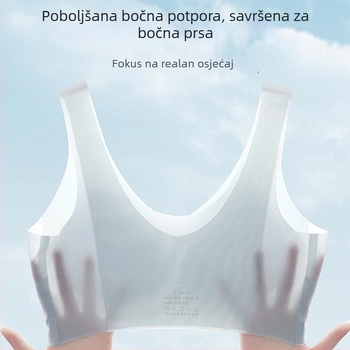 Ženski bezšivni grudnjak od ledenog svilenog materijala, tanak, bez žica, prozračan, vest-stil podrške i protiv opuštanja dojki