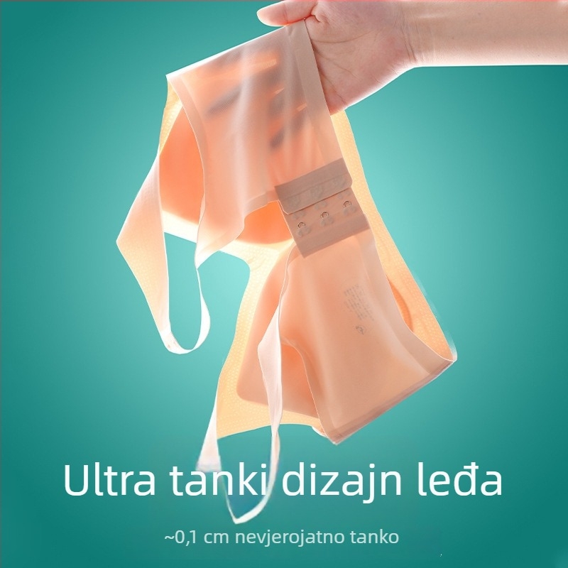 Izuzetno tanak bešavni grudnjak od ledenog svile i latexa za oblikovanje leđa, ženski vest-stil grudnjak sa stražnjim kukicama, skuplja grudi i vizualno ih čini manjima