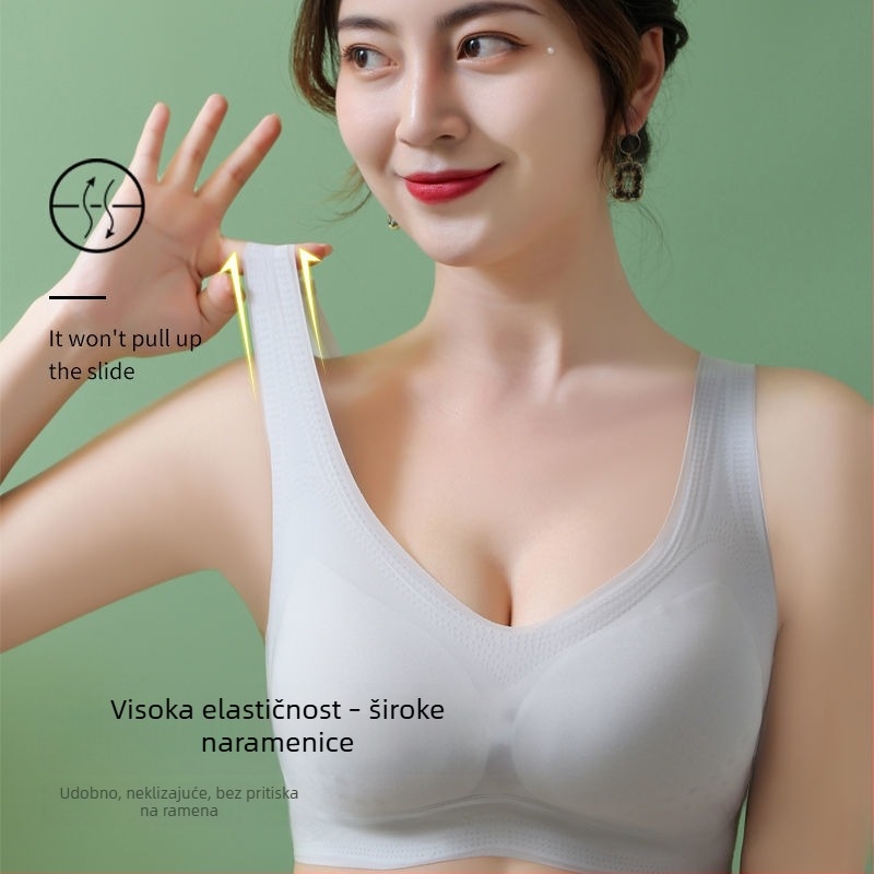 Izuzetno tanak bešavni grudnjak od ledenog svile i latexa za oblikovanje leđa, ženski vest-stil grudnjak sa stražnjim kukicama, skuplja grudi i vizualno ih čini manjima