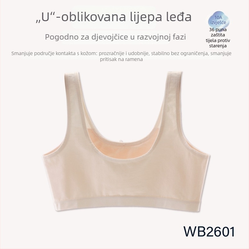 Bezšivni pamučni grudnjak za djevojčice 9–13 godina