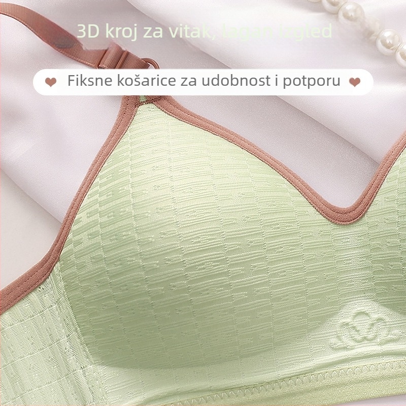 Japanski stil tanki grudnjak za male grudi, bez žice, bezšivni, 3/4 košarica, prozračan i udoban ljeto