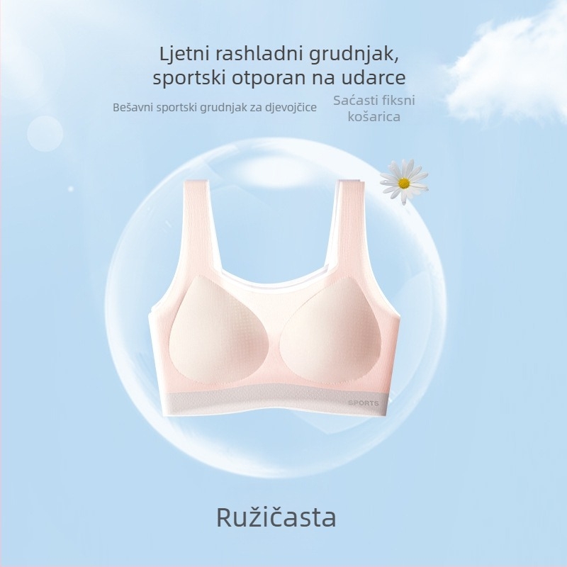 Bešavni grudnjak-vest za djevojčice 12–16 godina, lagan materijal Ice Silk