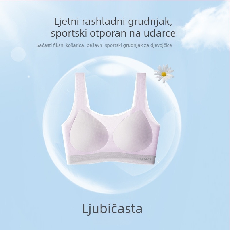 Bešavni grudnjak-vest za djevojčice 12–16 godina, lagan materijal Ice Silk