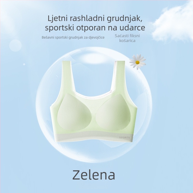 Bešavni grudnjak-vest za djevojčice 12–16 godina, lagan materijal Ice Silk