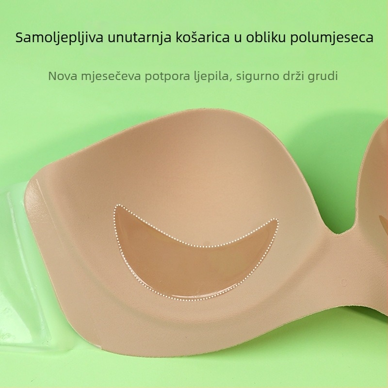 Samoljepljivi debeli push-up grudnjak bez naramenica za žene s malim dojkama, nevidljiv anti-klizni grudnjak za vjenčanicu, s lijepim leđima