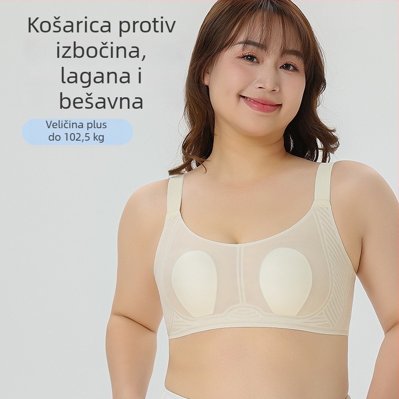 Bezešični grudnjak s košaricama u obliku zečjih ušiju, plus veličina, minimizira dekolte, lagan ljetni dizajn