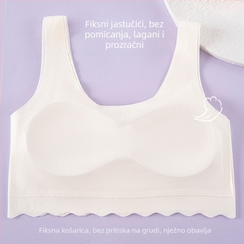 Bezšivna sportska grudnjica za tinejdžerice, prsluk-stil s fiksnim košaricama, prozračna, podržavajuća i udobna.