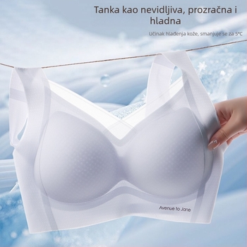 Bešivni grudnjak bez žice za male grudi, push-up učinak, ultra-tanki ljetni sportski grudnjak u stilu veste, bočno oblikovanje