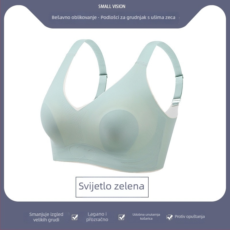 Bezšivna ultra-tanka pamucna grudnjak za puniju veličinu, bez žice, 1/2 košarica, oblikovane košarice, čvrste dvostruke naramenice, bez metalnih ojačanja, protiv spuštanja