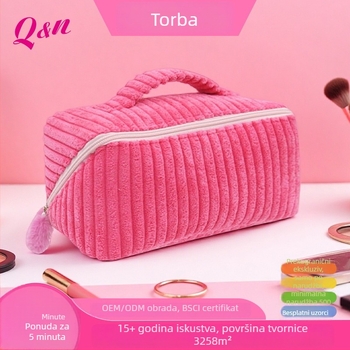 Kozmetička torbica velike kapacitete za svakodnevnu upotrebu, prijenosna, zatvarač, za šminku i ruževe