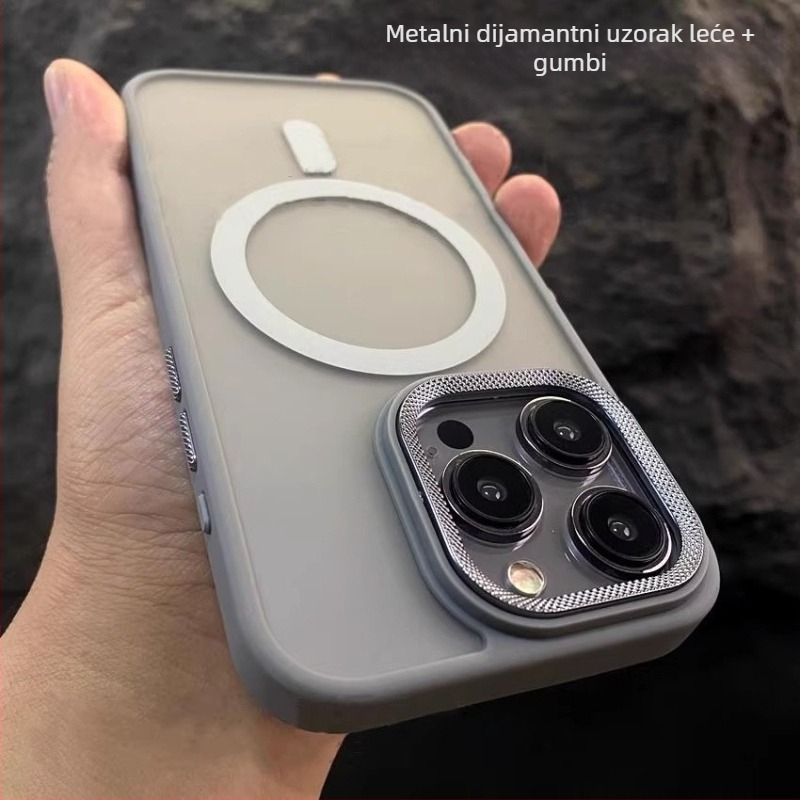 Magnetna zaštitna maska za iPhone 17 Pro Max s matnom površinom i metalnim ogledalom završetkom