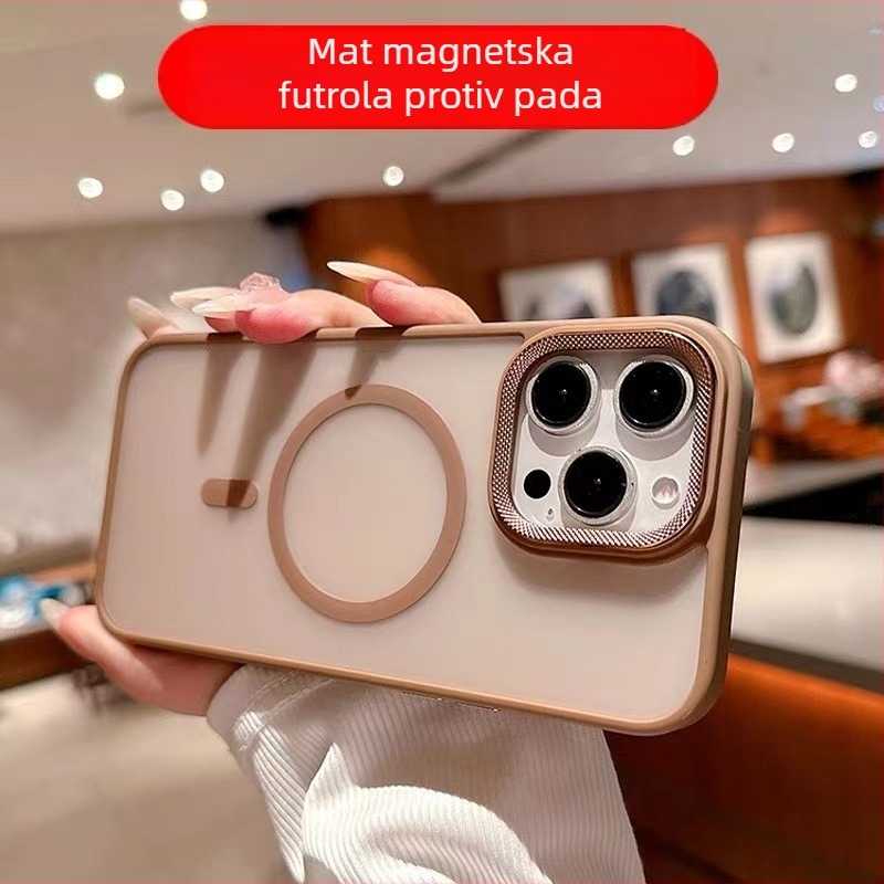 Magnetna zaštitna maska za iPhone 17 Pro Max s matnom površinom i metalnim ogledalom završetkom