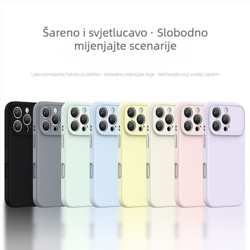 Maska za iPhone 17 Pro od tekućeg silikona – puna zaštita kamere, otporna na padove, precizni otvori, u bojama: žuta, siva, crna, antička bijela