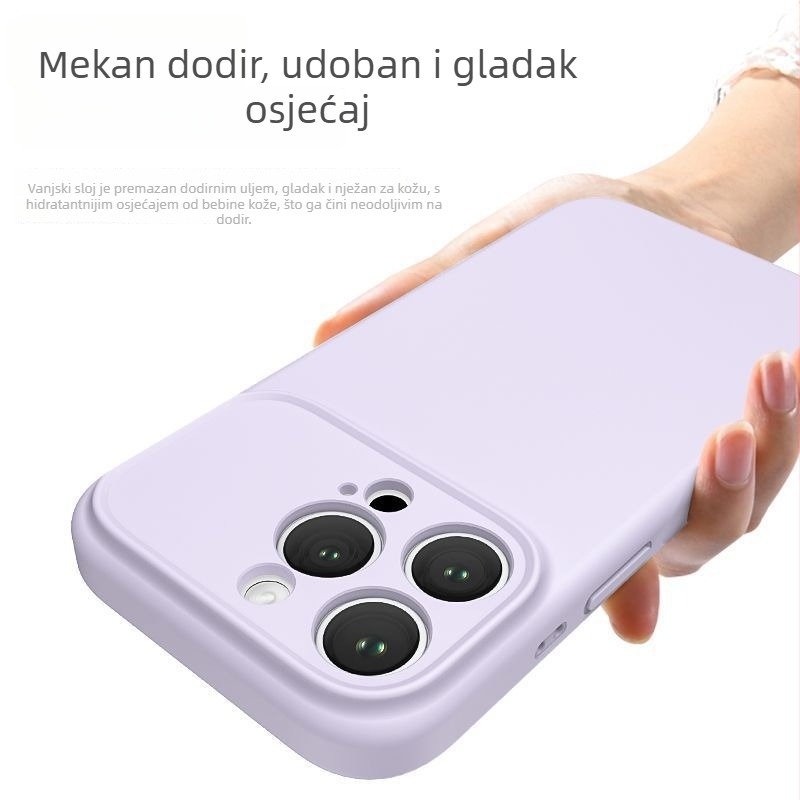 Maska za iPhone 17 Pro od tekućeg silikona – puna zaštita kamere, otporna na padove, precizni otvori, u bojama: žuta, siva, crna, antička bijela