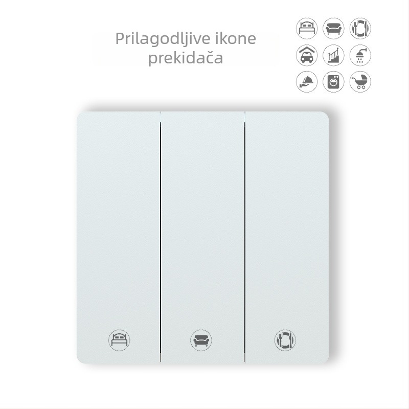 Bežični prekidač za kućno osvjetljenje, samostalno napajanje, 2/3/4-putni, 433MHz, tip 86, bez bušenja, samolijepljiva ugradnja