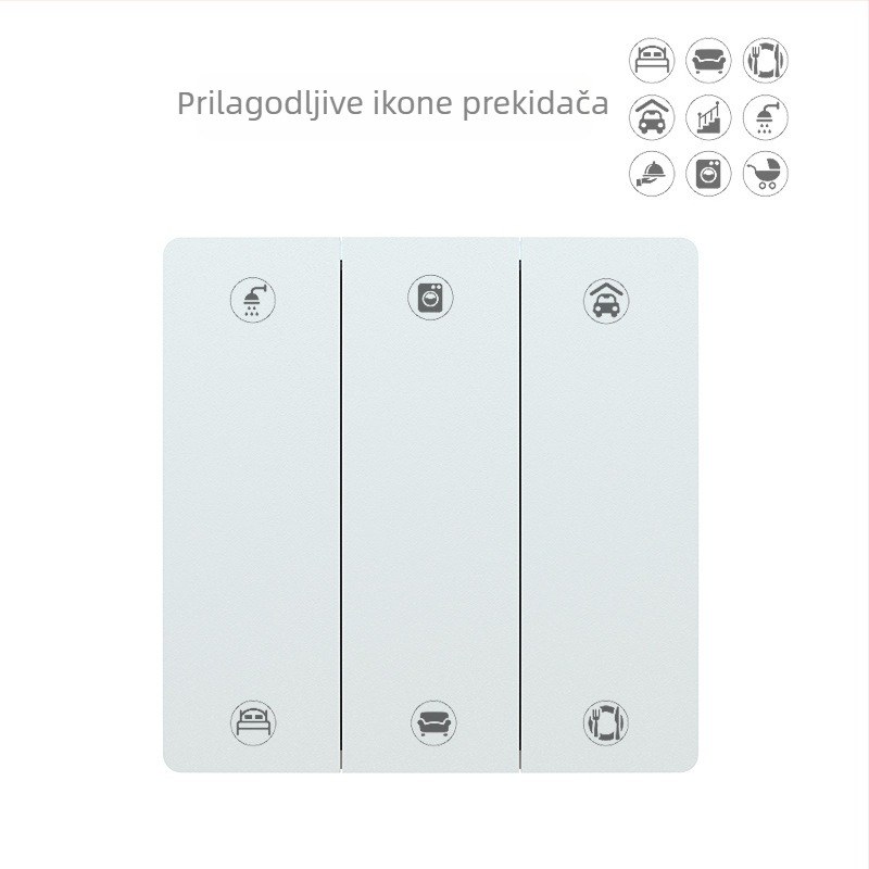Bežični prekidač za kućno osvjetljenje, samostalno napajanje, 2/3/4-putni, 433MHz, tip 86, bez bušenja, samolijepljiva ugradnja
