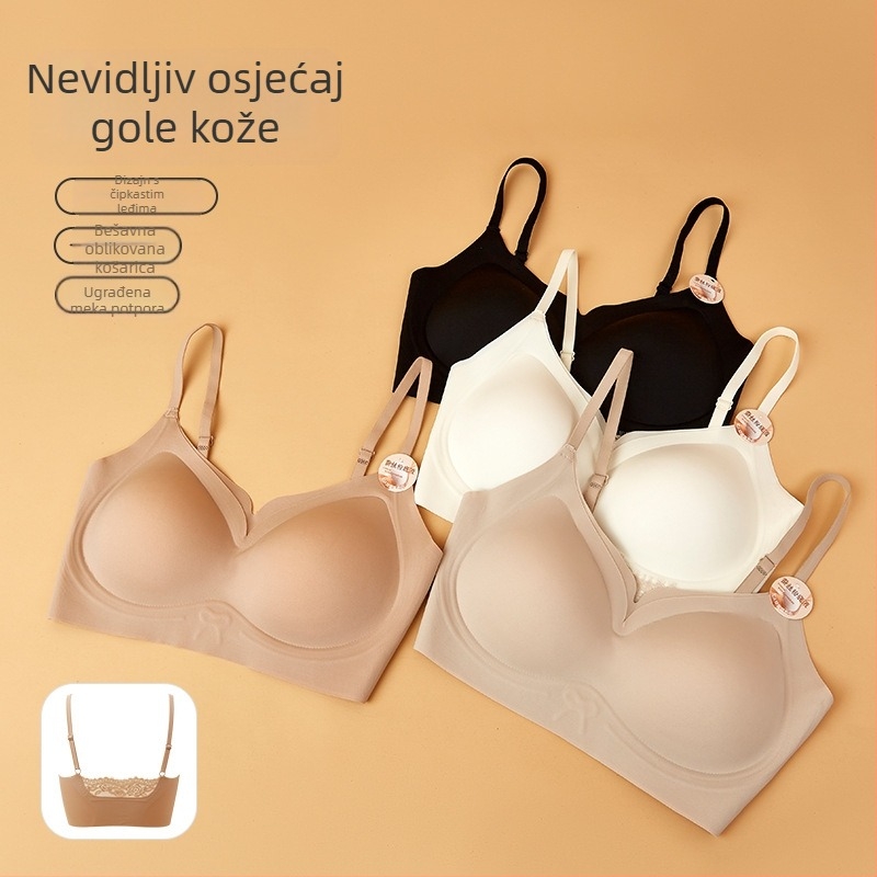 Intimno rublje s nevidljivom kožom, stražnji čipkasti dio, bešavni grudnjak, podizanje i skupljanje, 3/4 šalice