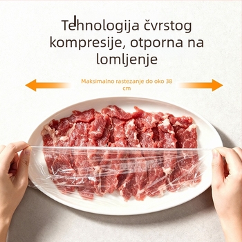 Jednokratni prozirni poklopac od plastične folije s elastičnim pojasom za pokrivanje ostataka hrane u hladnjaku