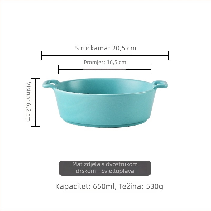 Porculanska zdjela s dvije ručke, okrugla, pogodna za mikrovalnu, svestrana zdjela za salate i juhe, minimalistički skandinavski stil, za odrasle