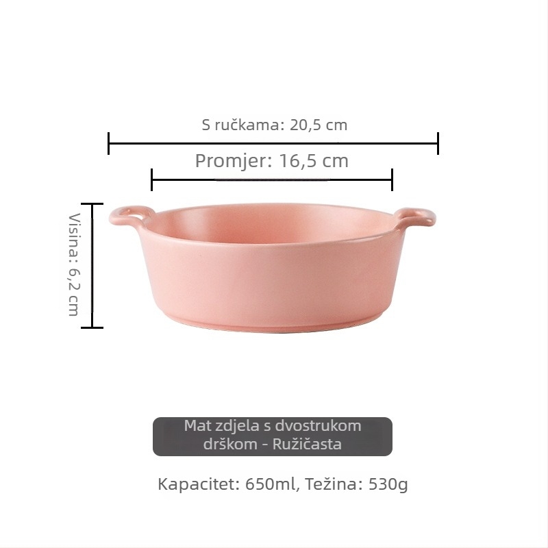 Porculanska zdjela s dvije ručke, okrugla, pogodna za mikrovalnu, svestrana zdjela za salate i juhe, minimalistički skandinavski stil, za odrasle