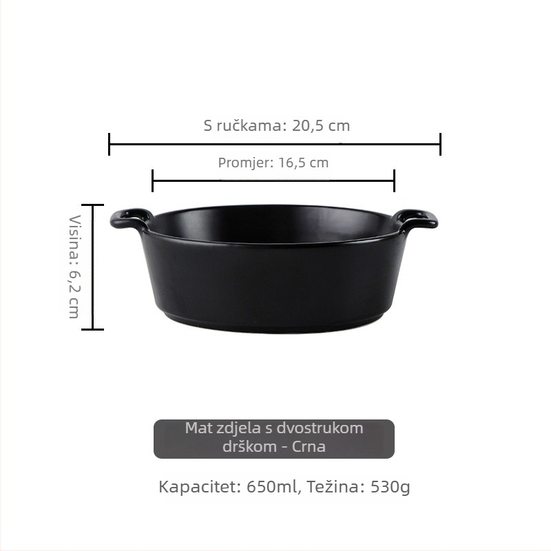 Porculanska zdjela s dvije ručke, okrugla, pogodna za mikrovalnu, svestrana zdjela za salate i juhe, minimalistički skandinavski stil, za odrasle
