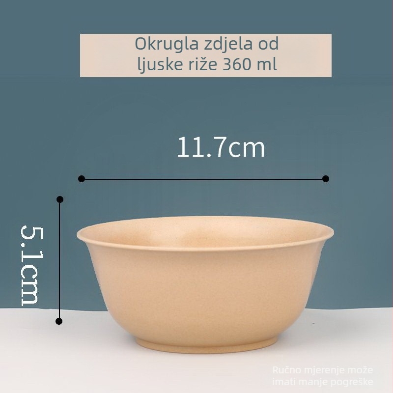 Set jednoraznog posuđa od ljuske riže: zdjele, tanjuri, čaše i štapići, biorazgradivo