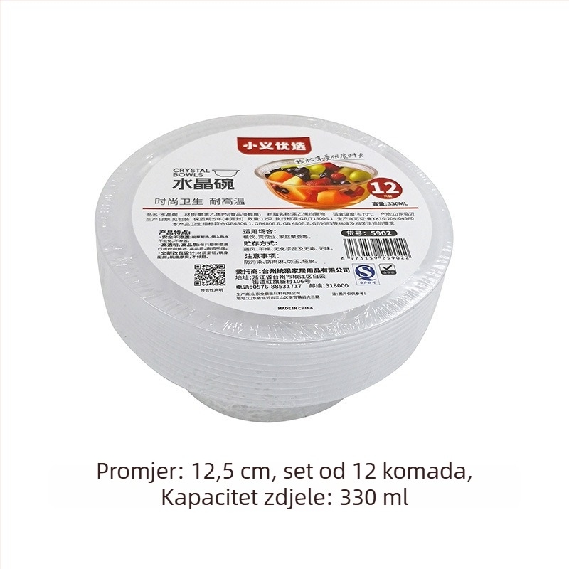Visokootporan plastični tanjur za umake, proziran, s kružnim odjeljkom, jednokratna posuda, kristalni dip tanjur, mali tanjur