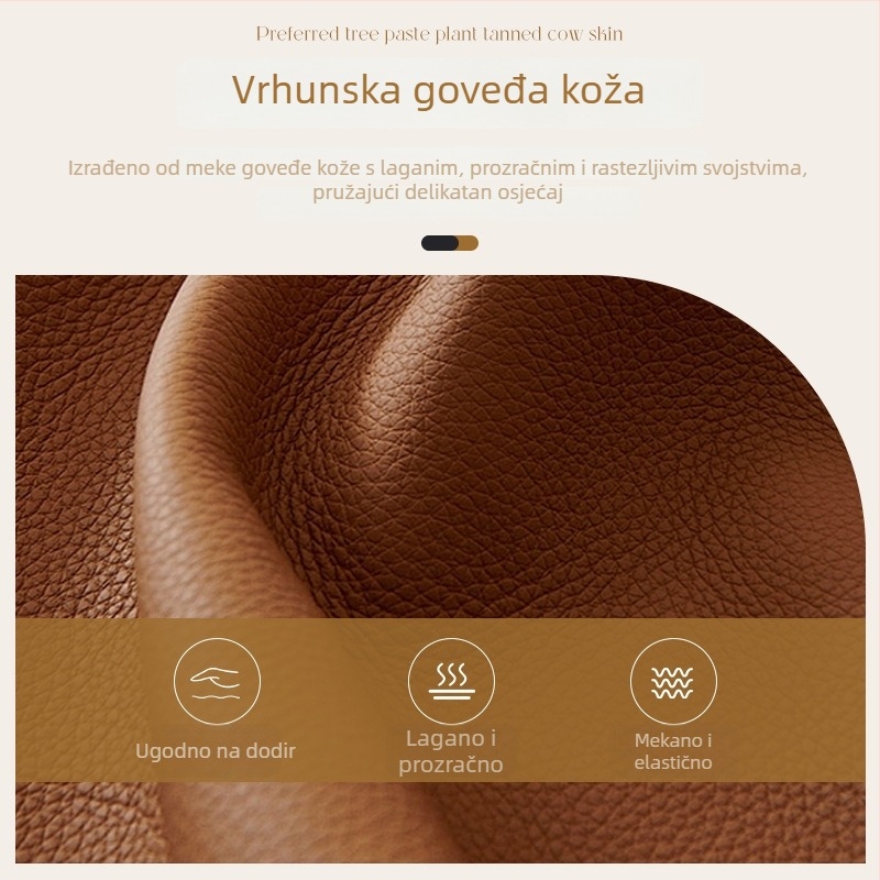 Sedrena torbica od kože s biljnim procesom, vrhunska kravlja koža, ženska torbica za nošenje u ruci