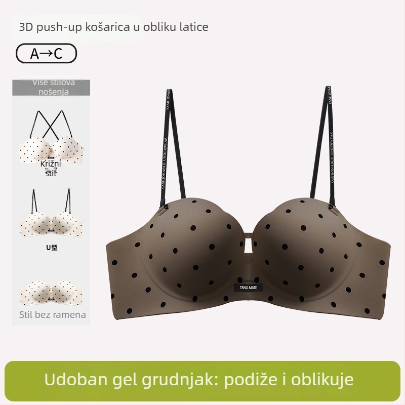 Bešiv grudnjak za male grudi, križni stražnji dizajn, podiže i oblikuje, skuplja bočne dojke