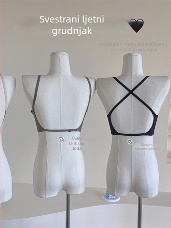 Pamukasti bešavni grudnjak s U-oblikom leđa za male grudi, 3/4 košarice, odvojive dvostruke naramenice, diskretan stražnji dizajn