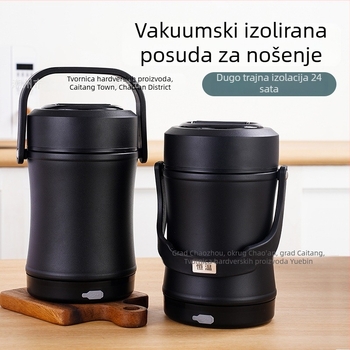 Kutija za ručak od 304 nehrđajućeg čelika s održavanjem temperature, USB grijanje, kapacitet 2,0 L, za studente i zaposlenike, pogodna za automobil