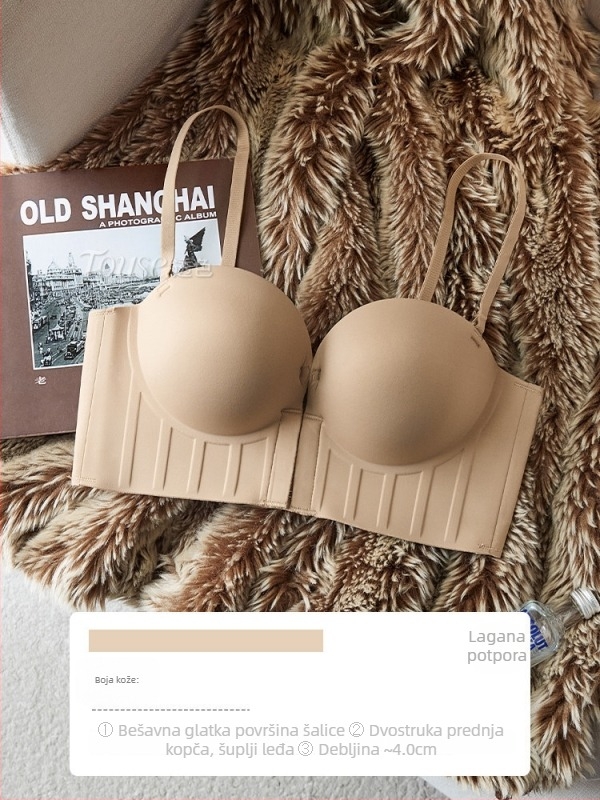 Urban Beauty Grudnjak s prednjim kopčanjem, otvoren leđa, za žene, male grudi, push-up, zgušnjavanje, nevidljiv ispod odjeće, crna