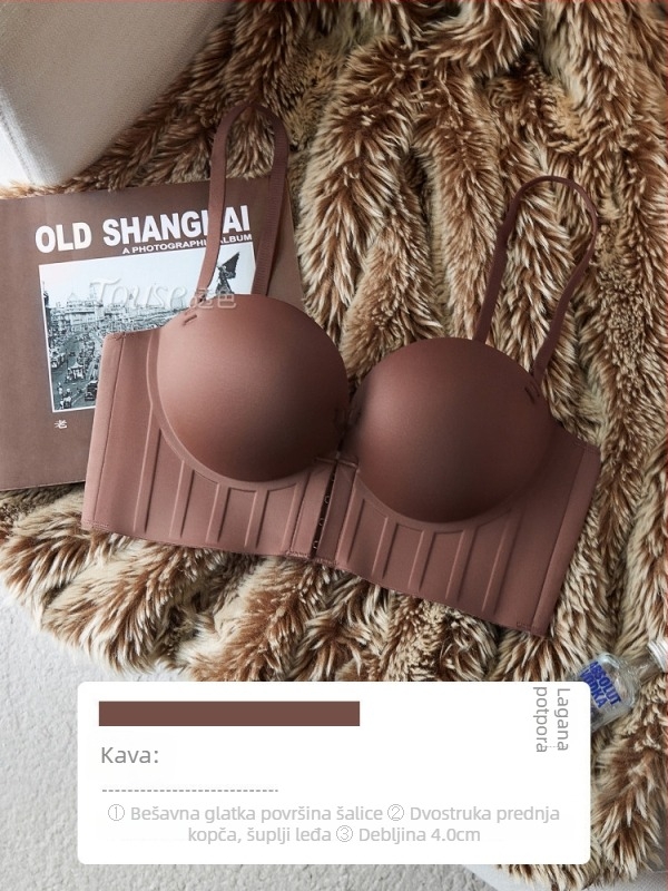 Urban Beauty Grudnjak s prednjim kopčanjem, otvoren leđa, za žene, male grudi, push-up, zgušnjavanje, nevidljiv ispod odjeće, crna