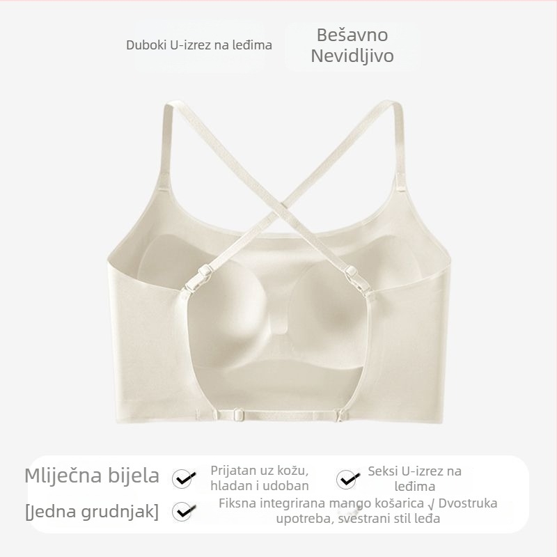 Sutien s U-oblika leđa, bežični, za male grudi, tanki jastučić, nevidljiv na leđima