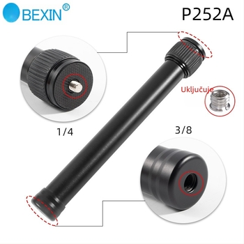 Produžni aluminijski rod za SLR fotoaparat, selfie štap sa pan/tilt glavom, univerzalni srednji osovinski štap za stativ