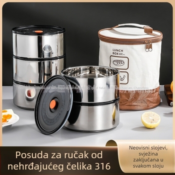 316L nehrđajući čelik vakuumska kutija za ručak s višeslojnom izolacijom, Bento kutija, 3 ili 4 sloja, hranjiva kvaliteta, nepropusna