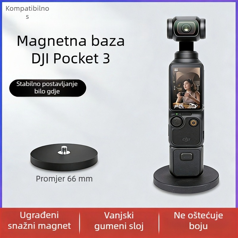 Magnetska stolna baza za DJI Pocket 3, držač za ogradu s vakuumskim čašom za akcijske kamere