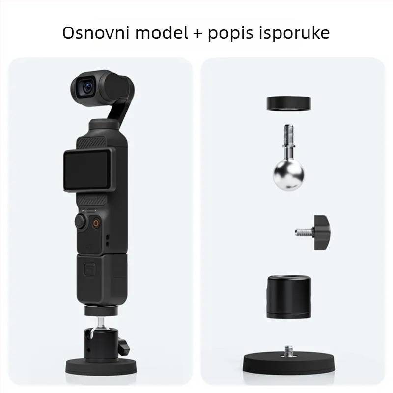 Magnetska stolna baza za DJI Pocket 3, držač za ogradu s vakuumskim čašom za akcijske kamere