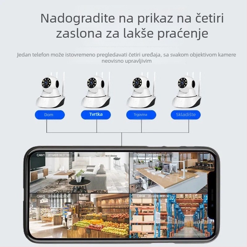 Bežična Wi-Fi kamera za kućno praćenje s daljinskim upravljanjem putem pametnog telefona, 1080p HD, noćni vid, V380Pro
