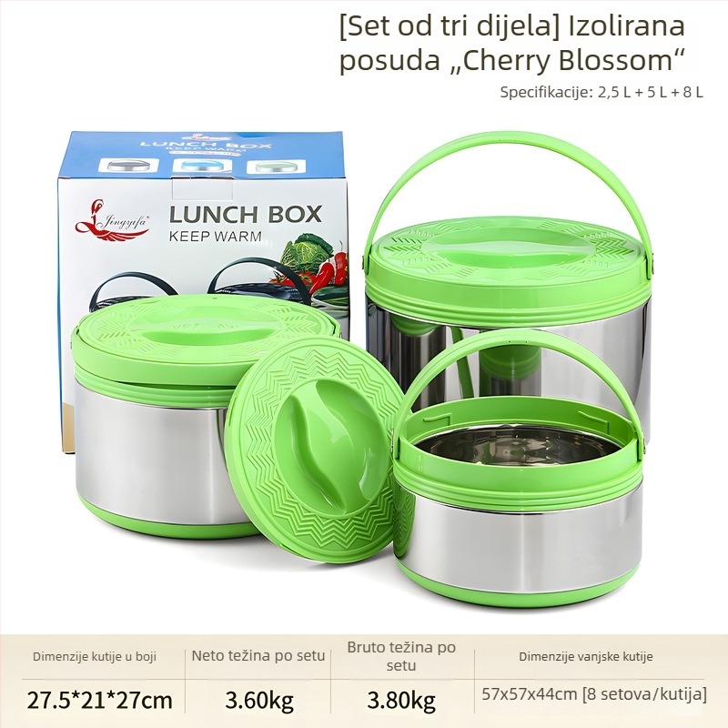 Prijenosna posuda od nehrđajućeg čelika s izolacijom za hranu, drži hranu toplom ili hladnom