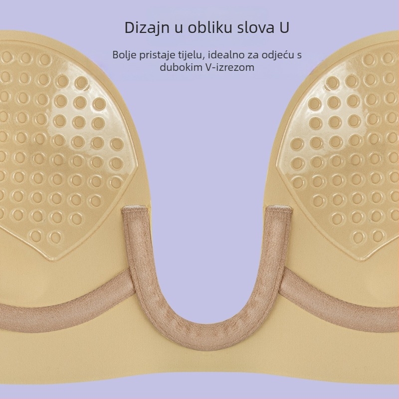 Jednodelni duboko U oblik jastučić za grudi s push-up učinkom, bočna krila, protuklizno, bez naramenica