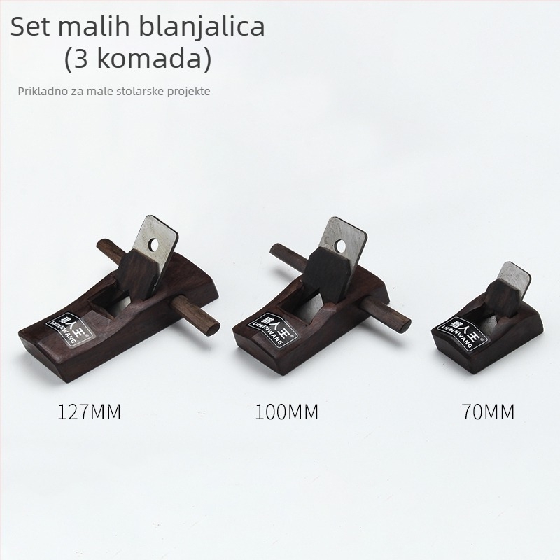 Set ebonskih planera – ručni planeri 70 mm mikro, 100 mm i 127 mm za DIY obradu drva