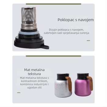 Čajnik s titanijskim premazom, izoliran, s držalom, velik kapacitet, odvajanje čaja i vode, infuzijski lonac