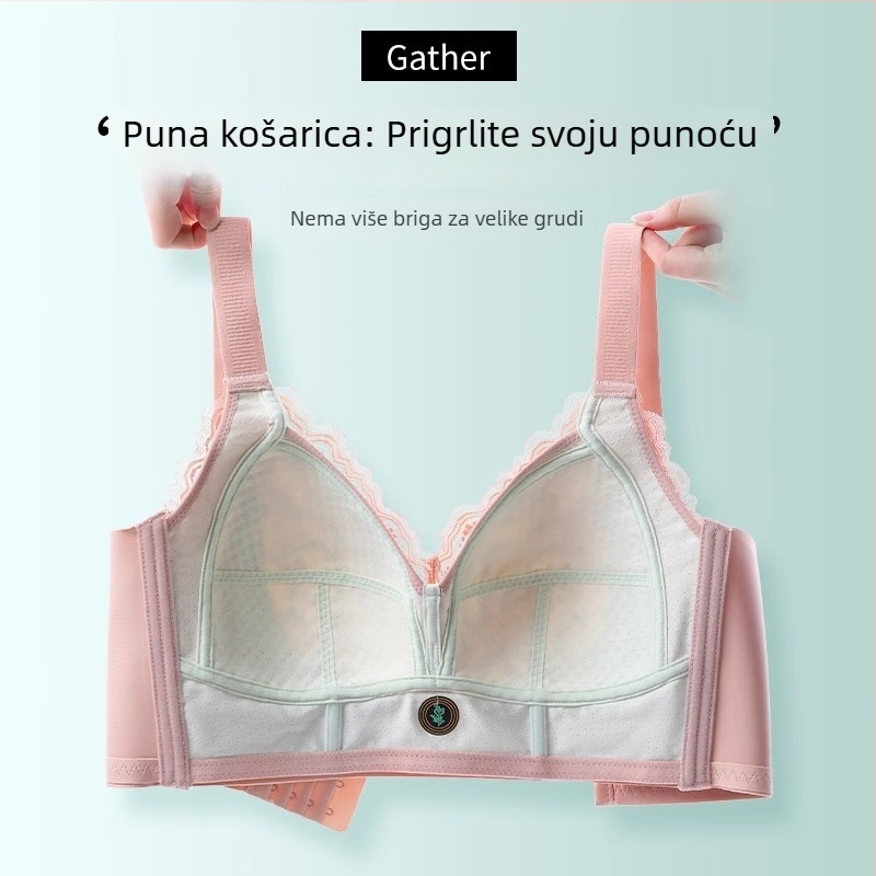 Čipkasti grudnjak s punim košaricama za žene s velikim grudima, lagani ljetni model, plus veličina, push-up, oblikovanje bočnih područja, sprječavanje opuštanja